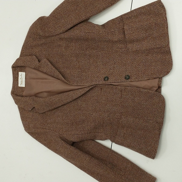 Vintage Tweed Suit USA md Neutral Woven Wool Timeless Classic Skirt Blazer &Belt - Picture 7 of 12